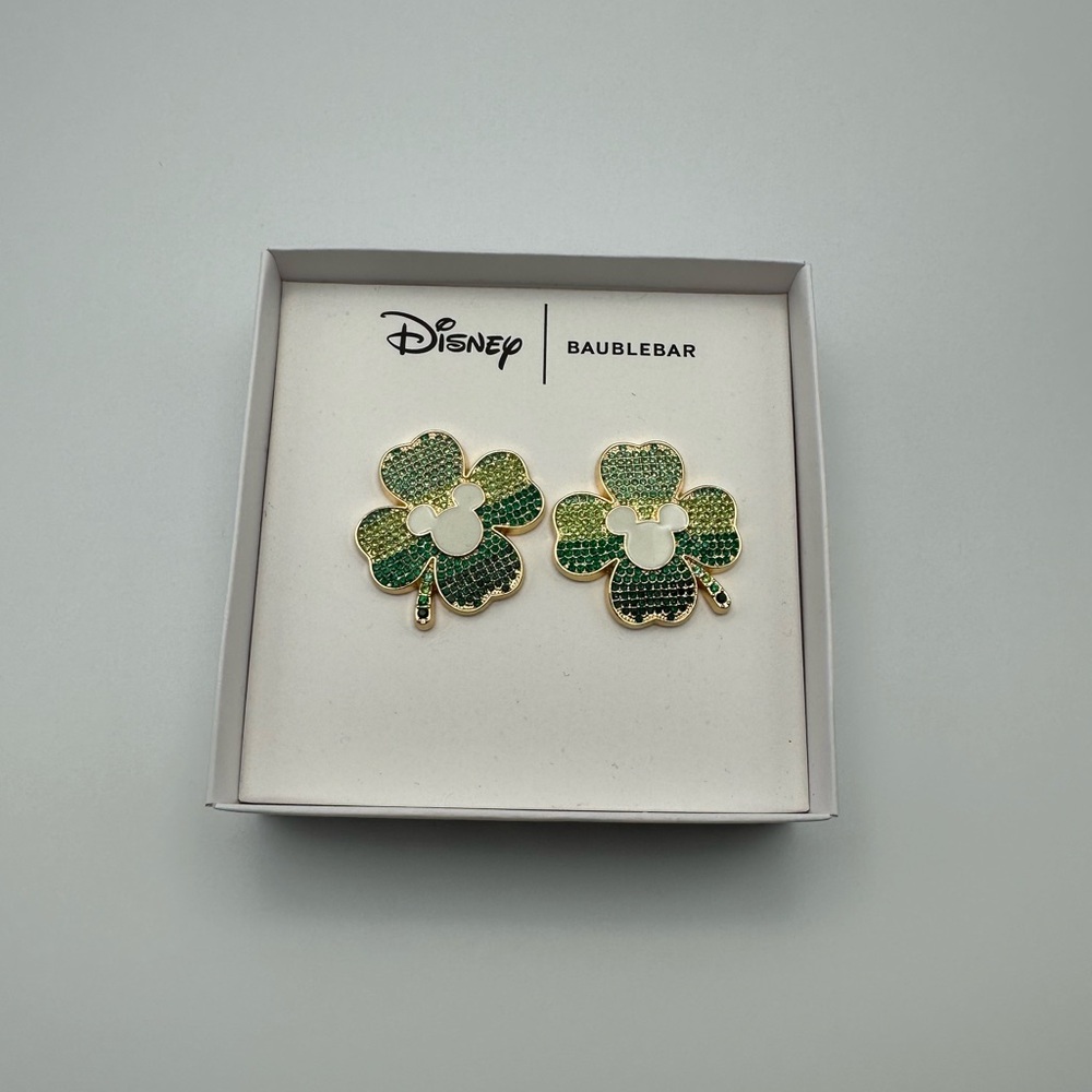 BaubleBar Green Clover Earrings